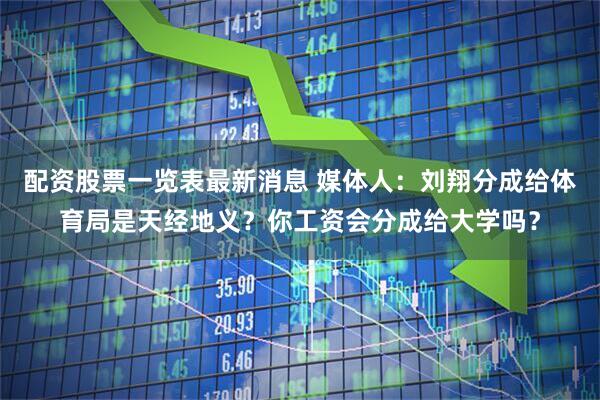 配资股票一览表最新消息 媒体人：刘翔分成给体育局是天经地义？你工资会分成给大学吗？